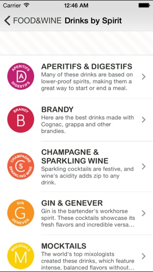 food wine cocktails on the app store iphone screenshots