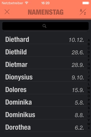 Namenstagskalender AT screenshot 2