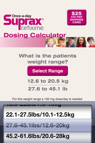 Suprax Dosing Calculator for iPhone 5 screenshot 4