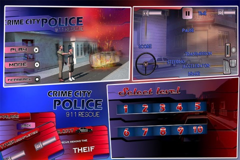 Real Crime City Police  911 Rescue Actions Cop Car VS Extreme Thieves screenshot 2
