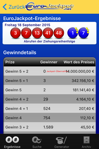 Eurojackpot screenshot 2