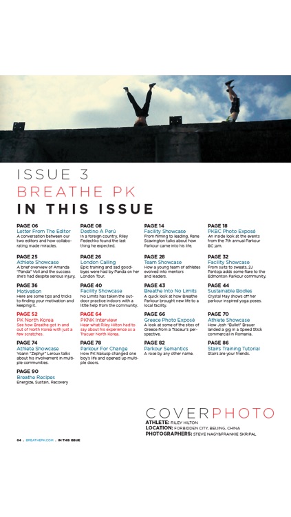 Breathe Parkour Magazine about world’s fastest growing extreme sport