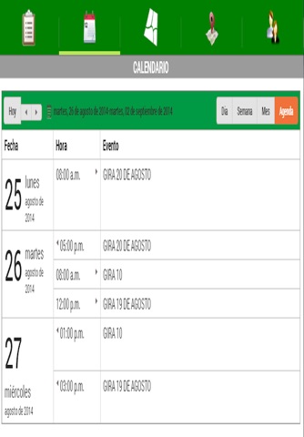 SISTEMA DE AGENDA DE GIRAS PARA DISPOSITIVOS MÓVILES screenshot 2