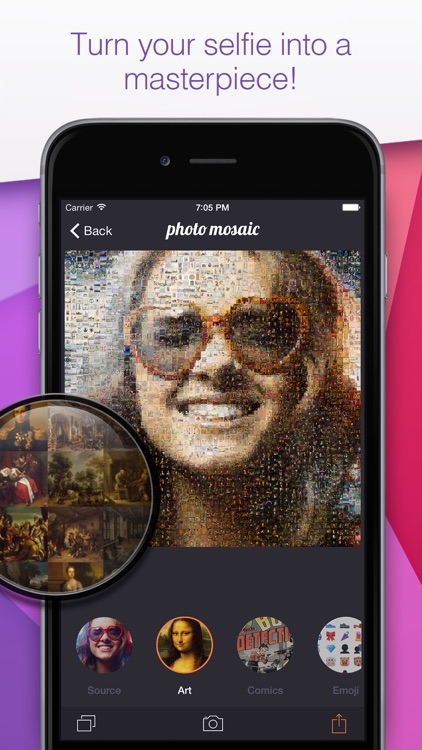 Photo Mosaic - touch and turn your selfie into a masterpiece and create amazing mosaics