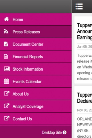 Tupperware Investor Relations screenshot 2