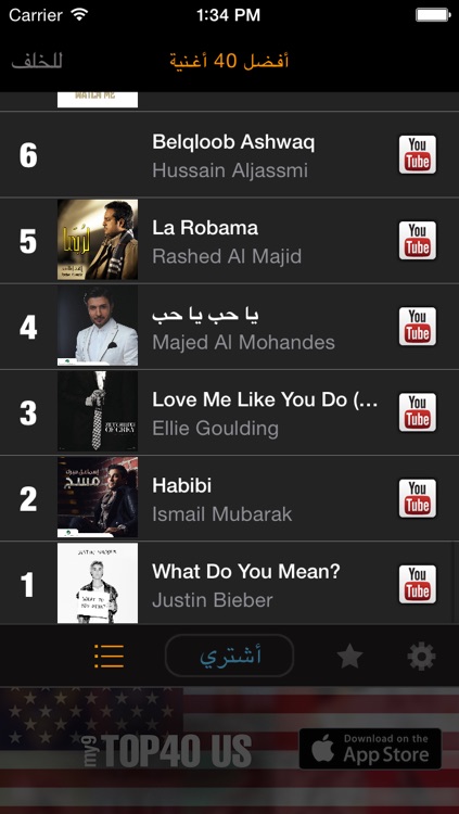 my9 Top 40 : SA جداول موسيقى