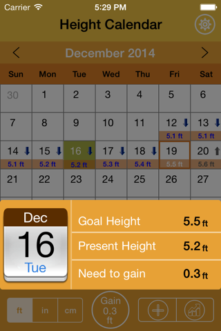 Height Tracking Calendar - Track your daily, weekly, monthly, yearly height and set personal goals screenshot 3