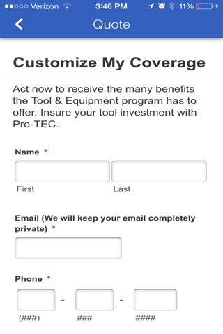 Pro-TEC Tool and Equipment Insurance Coverage screenshot 3