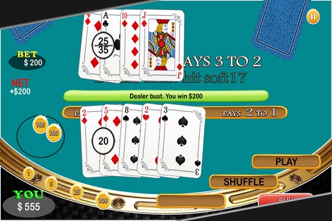 Blackjack 21 Free - Play My-VEGAS Special BJ Casino Cards Game screenshot 2