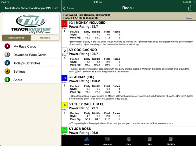 TrackMaster Tablet Handicapper PPs(圖1)-速報App