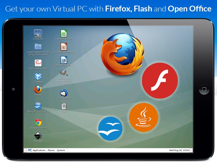 AlwaysOnPC - Firefox with Flash Player and Office on a Virtual PC for iPad