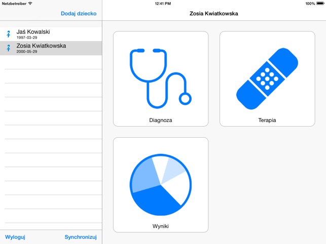 Diagnostyka rozwoju dziecka - aplikacja 