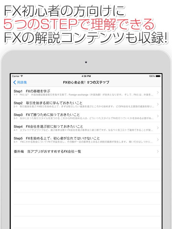 FX用語集アプリ for iPad - 初心者が迷いがちなFX用語を徹底解説！