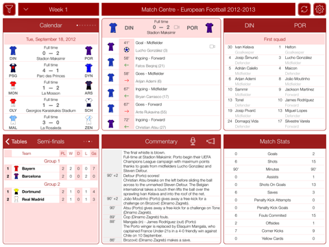 Скриншот из European Football 2012-2013 - Match Centre