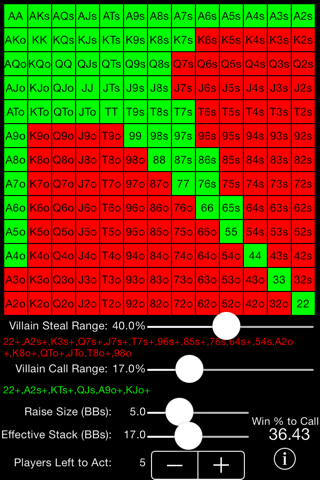 No-Limit Hold'em Short Stacking Strategy (SSS) Calculator screenshot 2