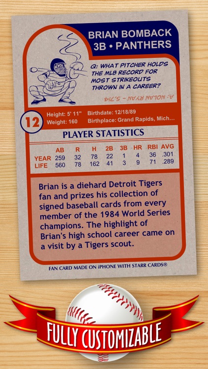 FREE Baseball Card Template — Create Personalized Sports Cards Complete with Baseball Quotes, Cartoons and Stats