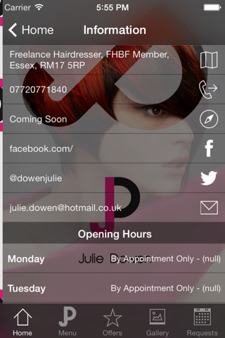 Julie Dowen Freelance Hairdresser screenshot 3