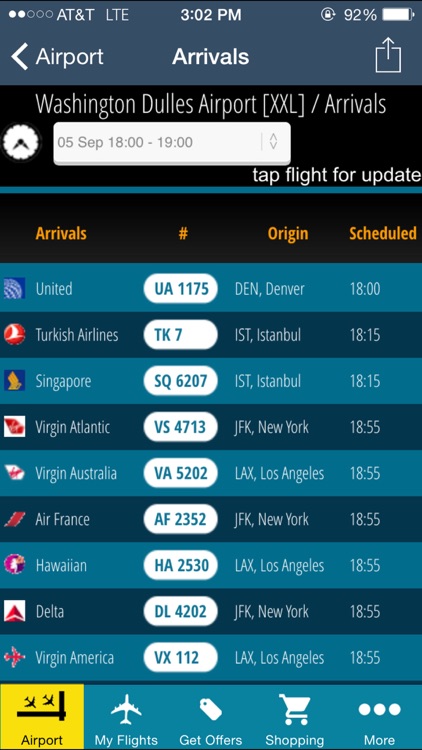 Washington Dulles Airport (IAD/BWI/DCA ) Flight Tracker radar