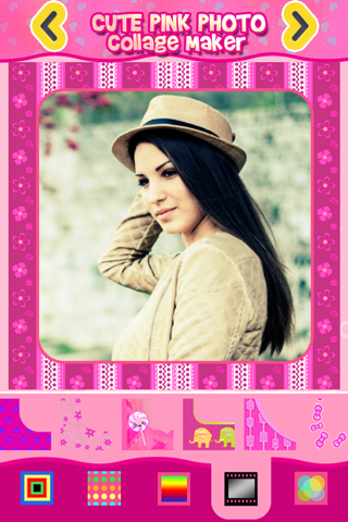 Cute Pink Photo Collage Maker: Adorable photo editor for girls with lots of photo frames, background color themes and photo filters screenshot 2