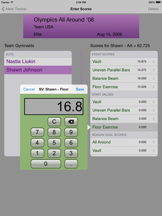 Gymnastics Meet Tracker HD