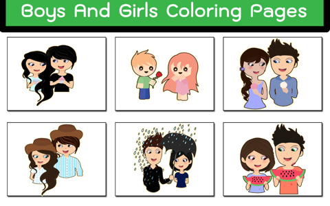Boys And Girls Cartoon Coloring Pages screenshot 2