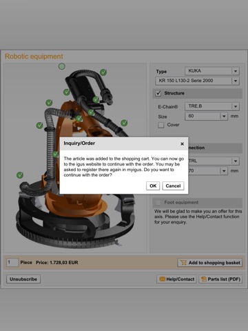Robot equipment configurator screenshot 3