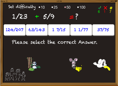 Chalkboard Fractions - Kids Math Adding Mixed Fractions screenshot 3