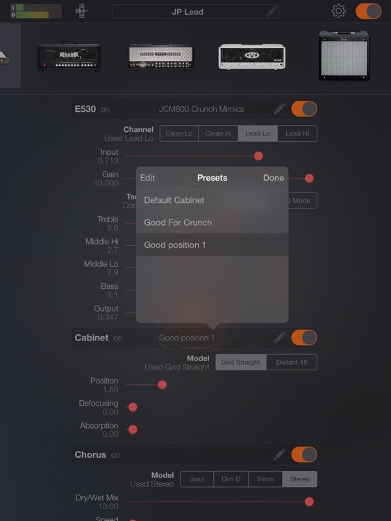 Amp ONE - Guitar amps and effects processor based on connection of the circuit simulation and machine learning screenshot-4