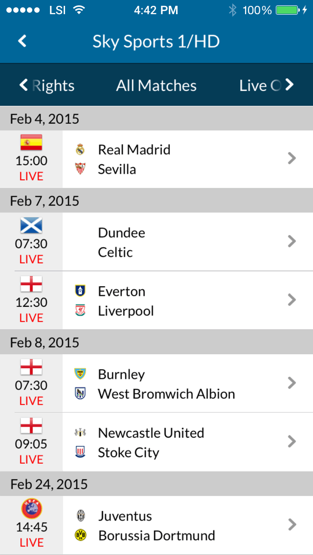 Live Football TV Official Uk Broadcast Schedules & Scores iPhone App