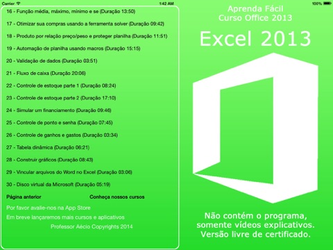 Tutorial for Excel 2013 HD Grátis Português screenshot 3