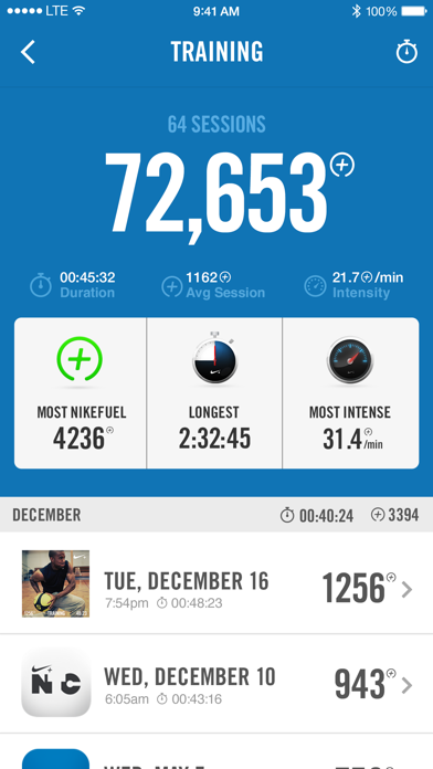 Nike+ Fuel Screenshot on iOS