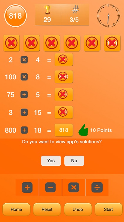 Countdown Numbers Game - Solution Version