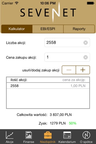 Sevenet-Inwestor screenshot 2