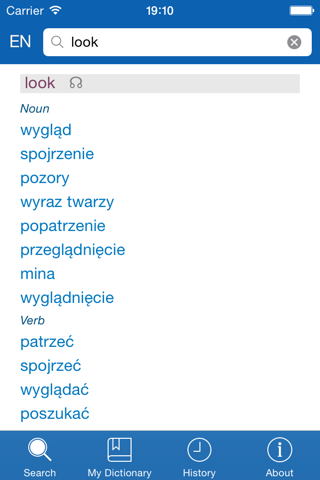Polish−English dictionary screenshot 2