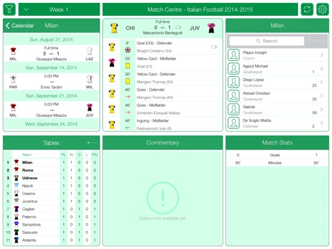 Italian Football Serie A 2014-2015 - Match Centre screenshot 2