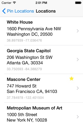 Pin Locations screenshot 2