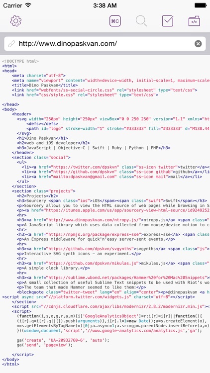 Sourcery - View HTML, JavaScript and CSS Source Extension and App