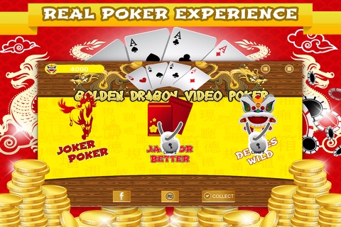 Golden Dragon Video Poker FREE - Jokers Wild, Deuces Wild & More Video-Poker Games screenshot 2