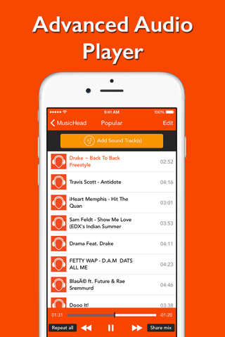 MusicHead - free unlimited music streamer, mp3 player and playlist manager screenshot 2