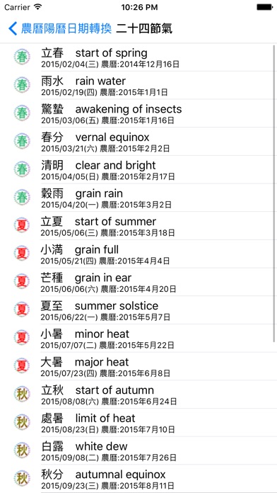 農曆陽曆日期轉換 － 当年二十四节气的农历... screenshot1