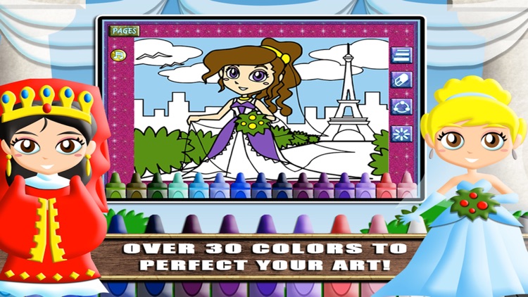 Princess Wedding Coloring World -  My First Bride Fingerpaint Color and Emoji Sticker Book (PRO) screenshot-4