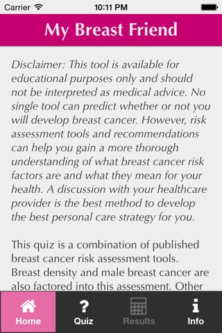 My Breast Friend: a Breast Cancer Risk Assessment and Associated Screening Options screenshot 4