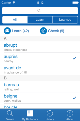French−English dictionary screenshot 3