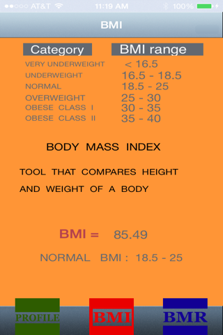 BodyMassIndexBMIBasalMetabolicRateBMR screenshot 2