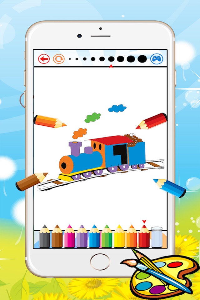Train Coloring Book For Kid - Vehicle drawing free game, Paint and color good games HD screenshot 4