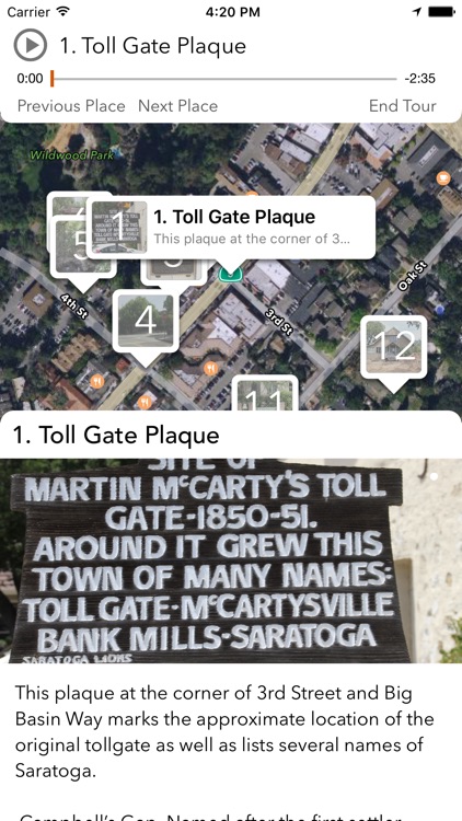 The City of Saratoga History App