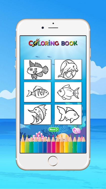 Fish Coloring Book for Children : Learn to color a dolphin, shark, whale, squid and more