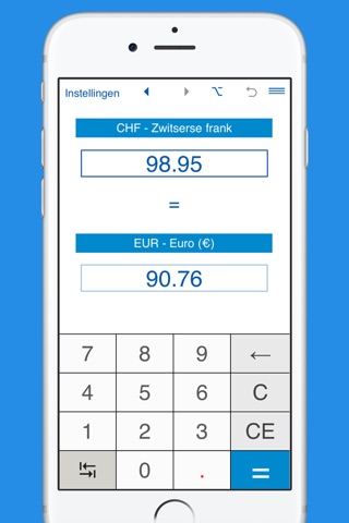 Euros to Swiss Francs currency converter screenshot 2
