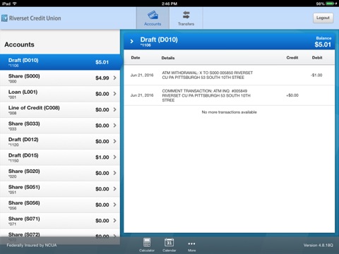 Riverset Credit Union for iPad screenshot 3