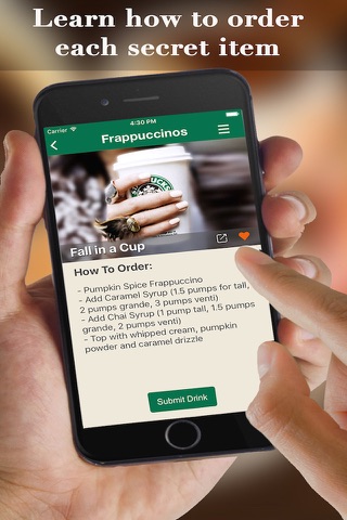 eXpresso Secret Menu for Starbucks - Coffee, Frappuccino, Macchiato, Tea, Cold & Hot Drinks Recipes screenshot 2